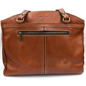 Patricia Nash Heritage Poppy Tote Top Zip Shoulder Bag Italian Leather Brown